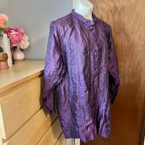 Citron Santa Monica Deep Purple Eggplant Shirt Jacket Mandarin Collar